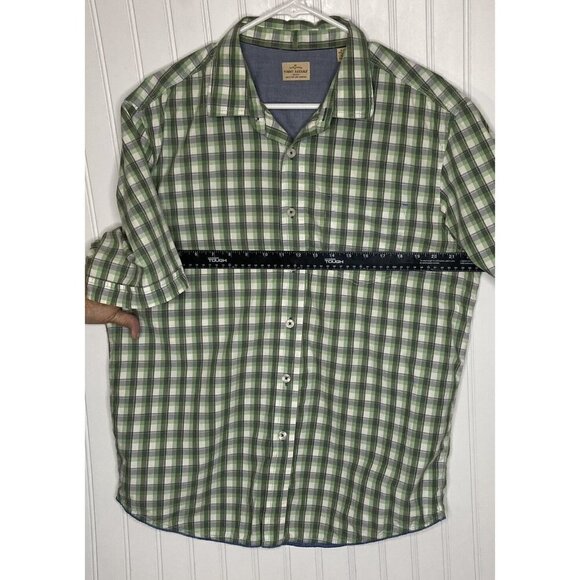 Tommy Bahama Island Crafted Men’s Large Green Plaid Short Sleeve Button Up Shirt - Picture 7 of 10